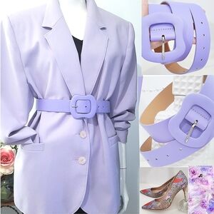 Vintage 80's Lavender High Waist Belt with Big Buckle